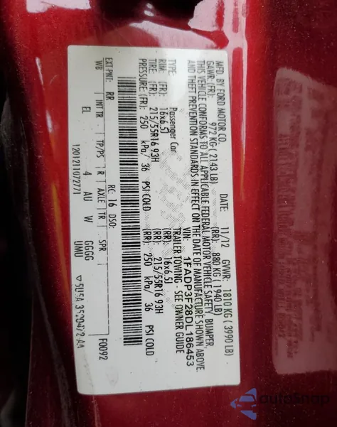 2013 Ford Focus Se from USA, damaged, VIN 1FADP3F28DL186453